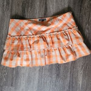 NWOT! SELECTIONS ORANGE PLAID RUFFLE MINI SKIRT